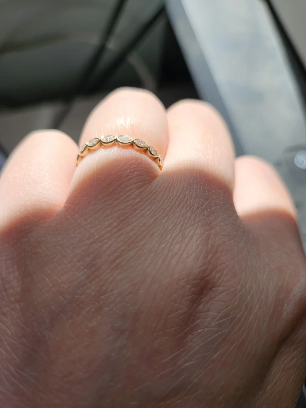 Yellow Gold (14K) Pear Cut Natural Diamond Wedding Band